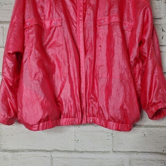 Vintage ADIDAS Hot Pink Jacket Windbreaker zip up fluorescent bomber barbiecore - Picture 6 of 9